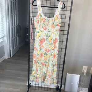 Anthropologie Floral Dress - Orange and Green